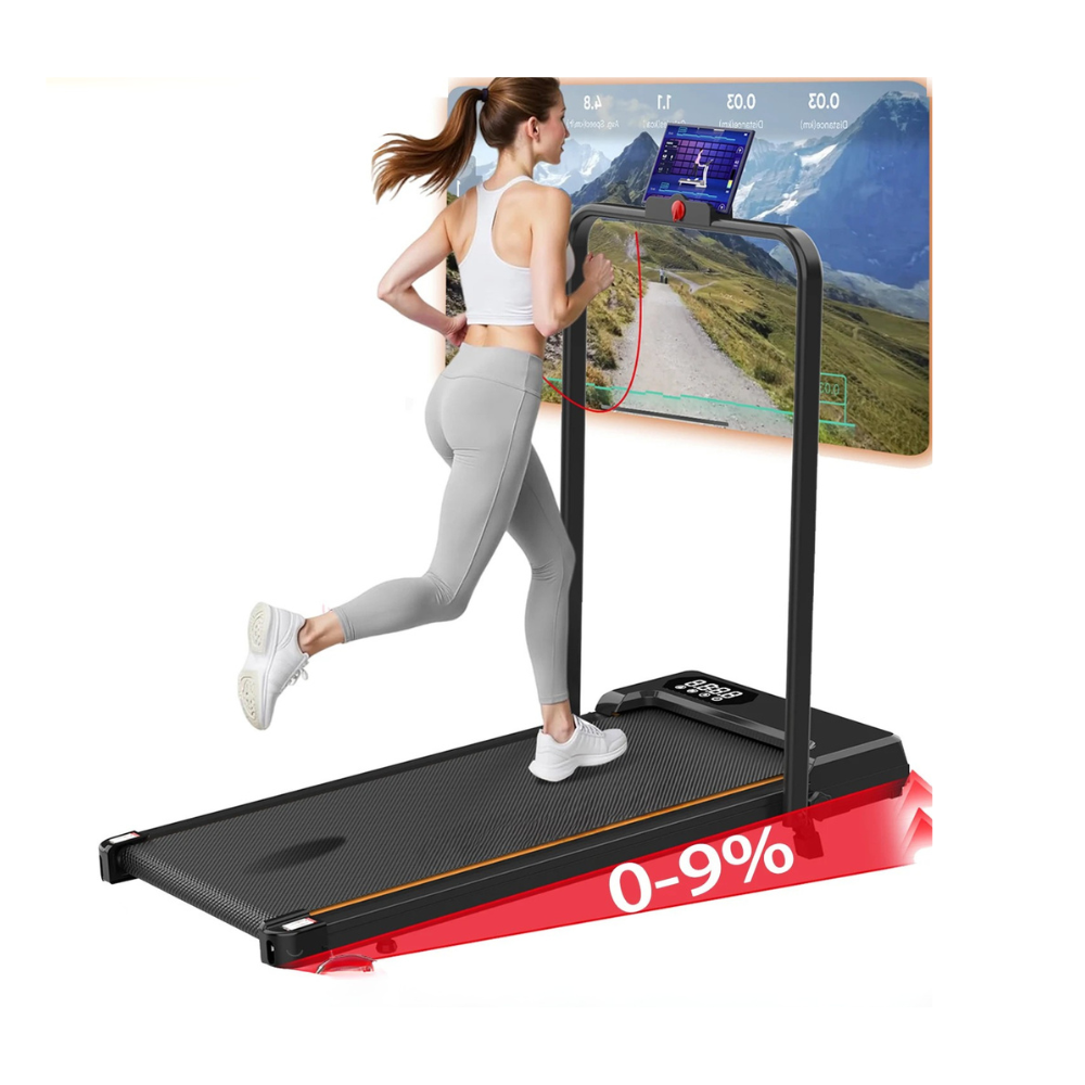 Treadmill 150kg Capacity Foldable Running Machine with 9% Incline and LED Display – Black