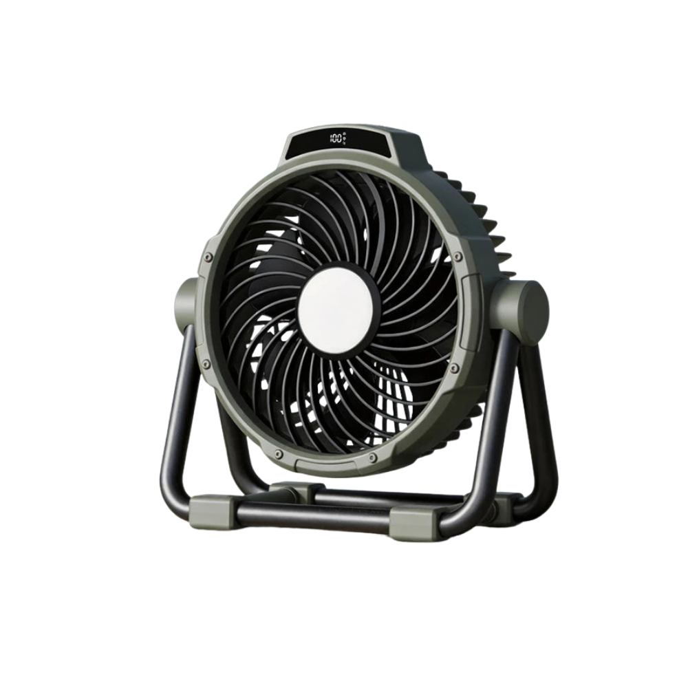 Camping Fan 10000mAh Rechargeable Portable Tent Air Circulator with LED Light – Green