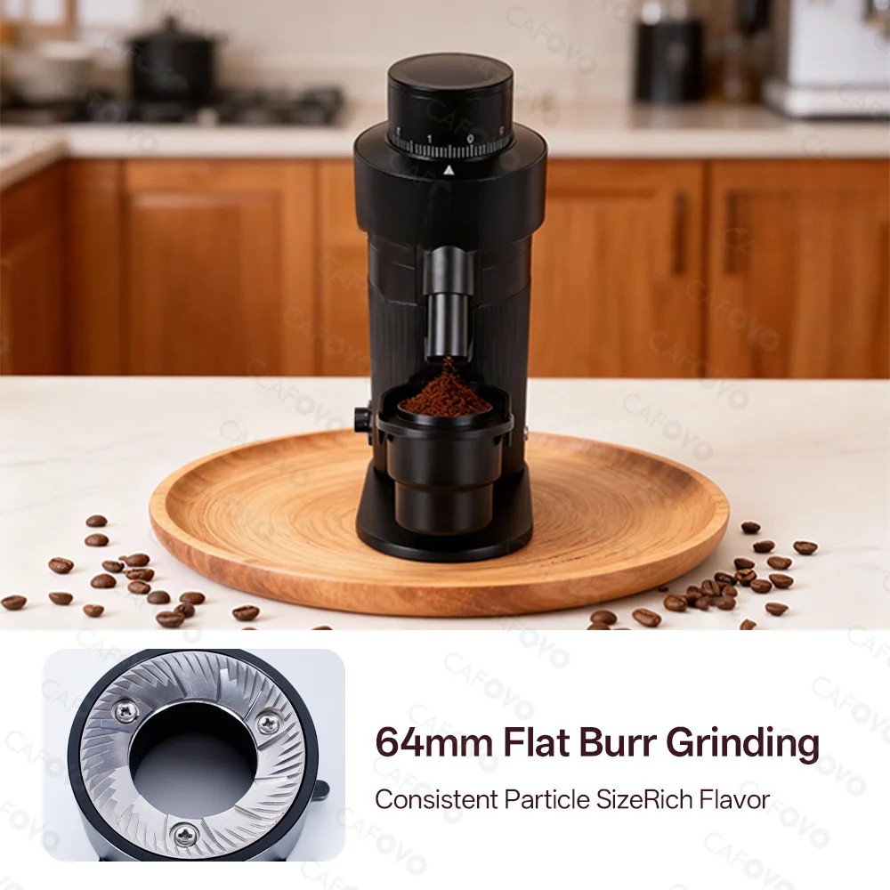 Coffee Grinder 250W Variable Speed Electric Burr Grinder with 64mm Flat Burr – Black