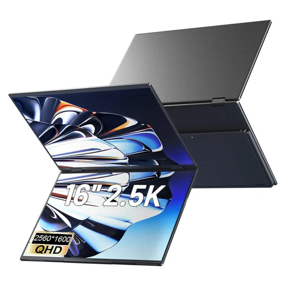Portable Dual Screen Monitor 16 Inch 2.5K QHD IPS Foldable Laptop Screen Extender USB-C HDMI