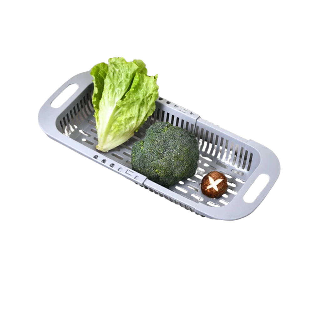 Retractable Sink Colander Adjustable Fruit Vegetable Drain Basket Kitchen Strainer – Grey