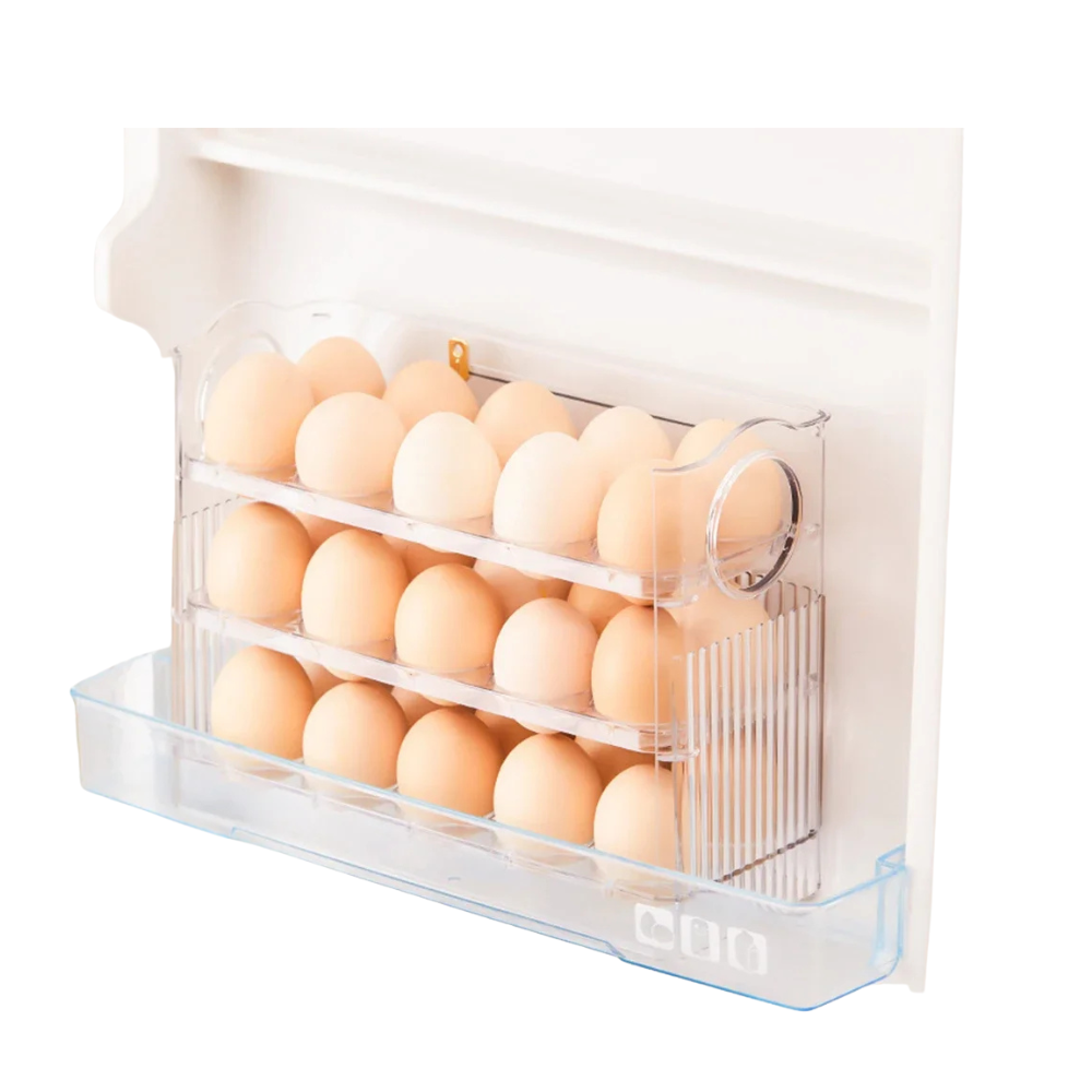 Egg Storage Container 30 Egg 3 Tier Flip Fridge Organiser Portable Date Dial Tray – Transparent