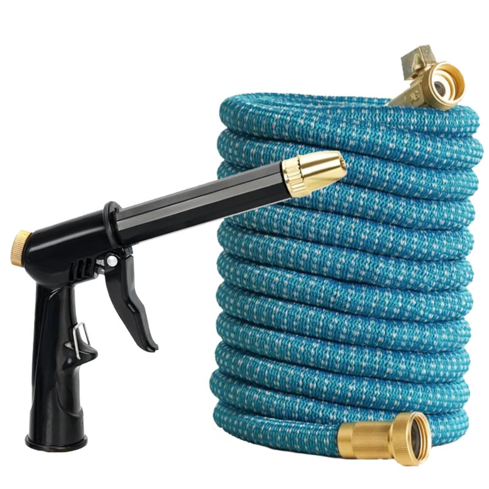 Expandable Garden Hose 25ft Flexible Water Hose with Adjustable Spray Nozzle and 3/4 Inch Connector – Blue