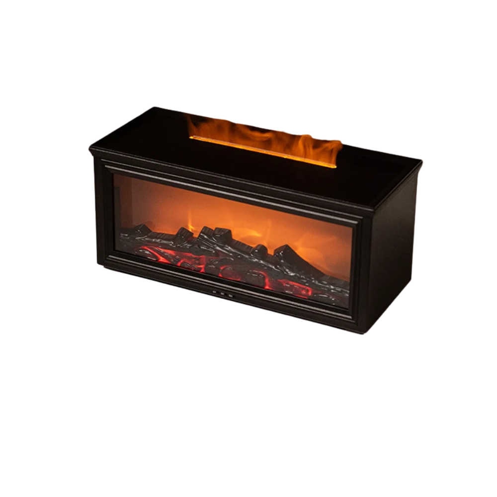 Flame Aroma Diffuser 7 Colour LED Essential Oil Humidifier Fireplace Mist Machine – Black