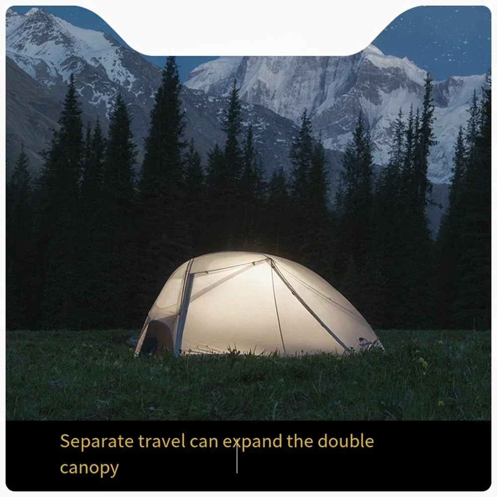 Camping Tent 2 Person Ultralight Waterproof Backpacking Shelter Double Layer – Light Grey