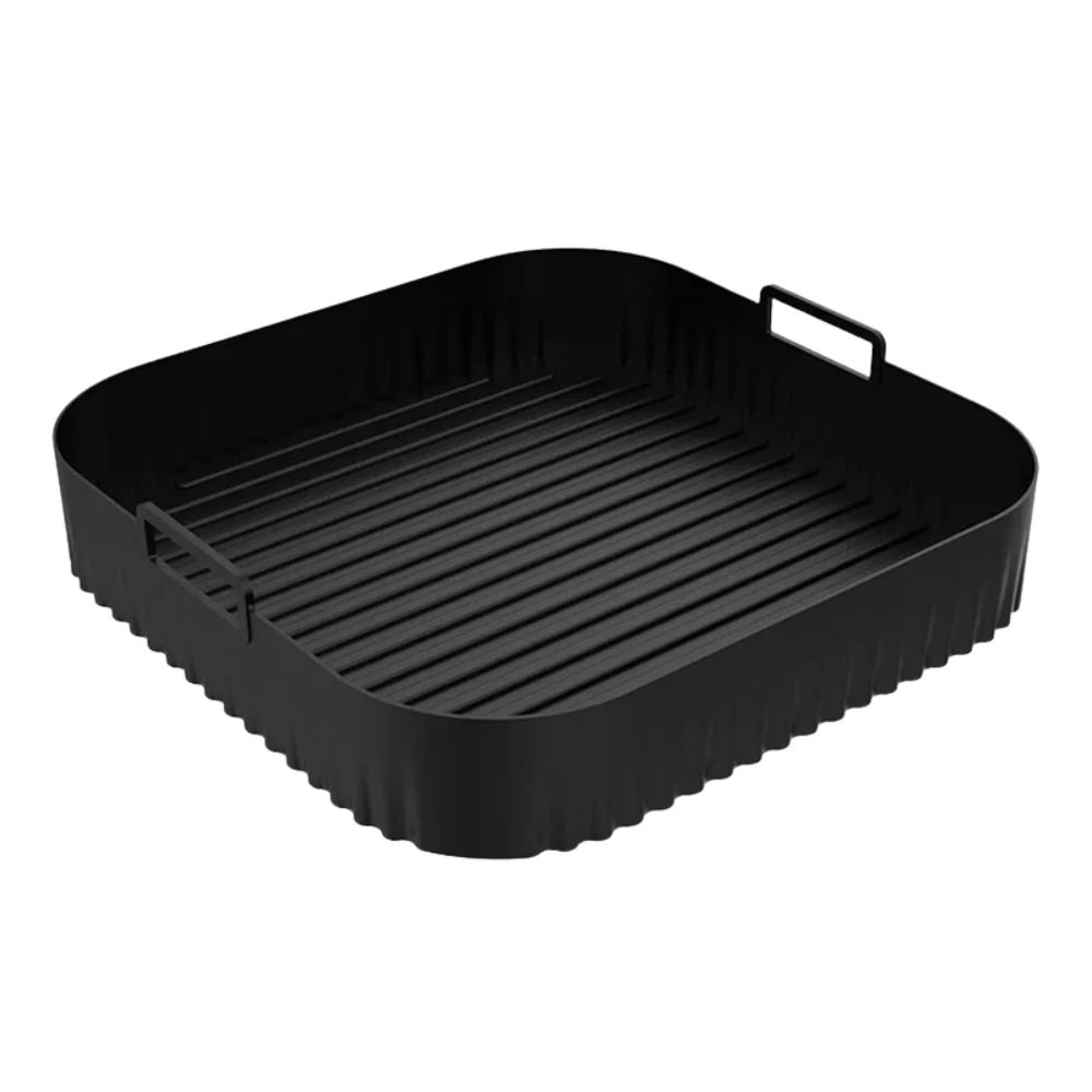 Reusable Non-Stick 26cm Air Fryer Silicone Liner Easy Clean Baking Tray for Easy Fry XL – Black