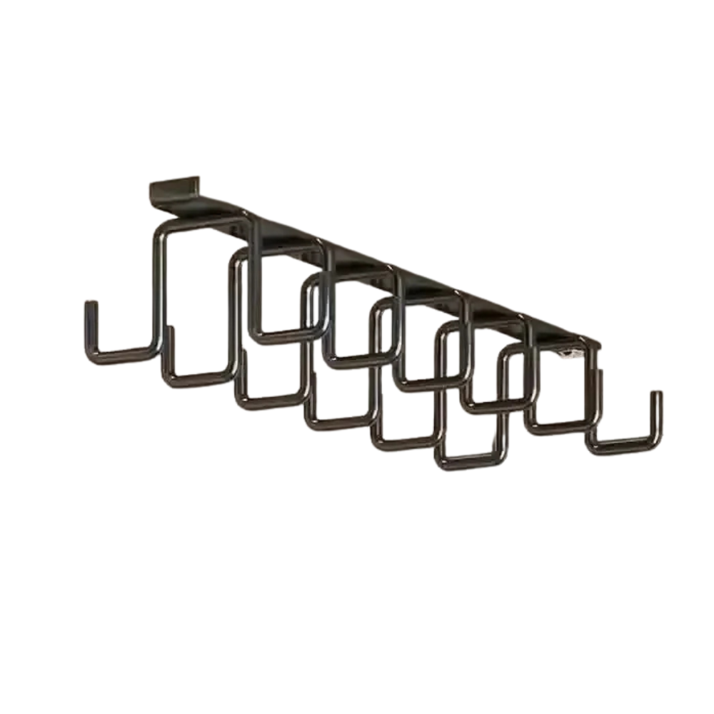 No Drill Double Row Kitchen Hook Rack Wall Mounted Carbon Steel Utensil Hanger with 12 Hooks – Black