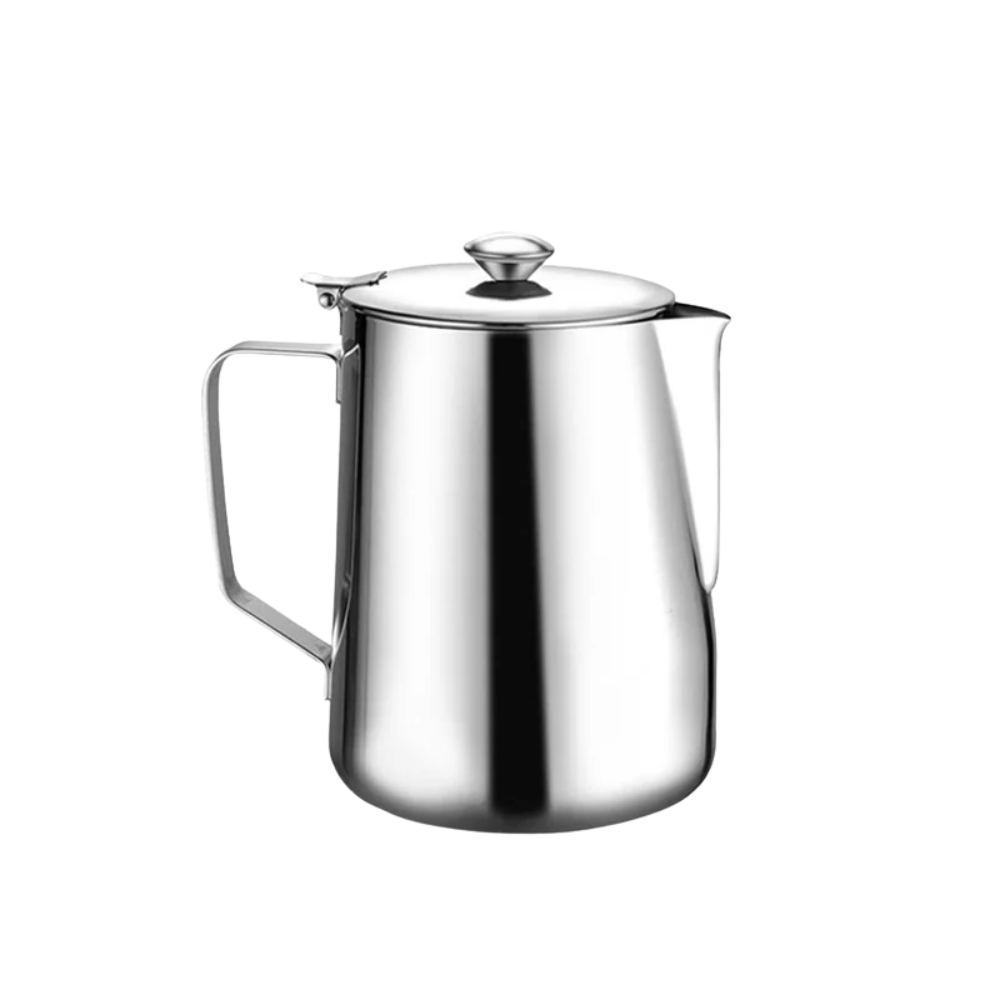 Stainless Steel Milk Frothing Pitcher 1000ml with Lid Long Spout Coffee Pouring Kettle
