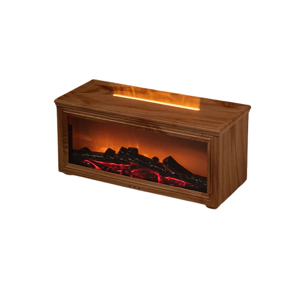 Flame Aroma Diffuser 7 Colour LED Essential Oil Humidifier Fireplace Mist Machine – Light Wood