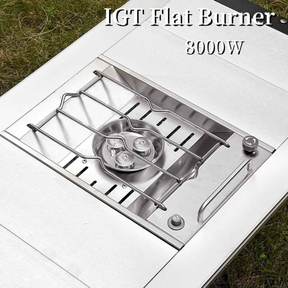 Camping Gas Stove 8000W IGT Flat Burner Stainless Steel Outdoor Cooker – Silver