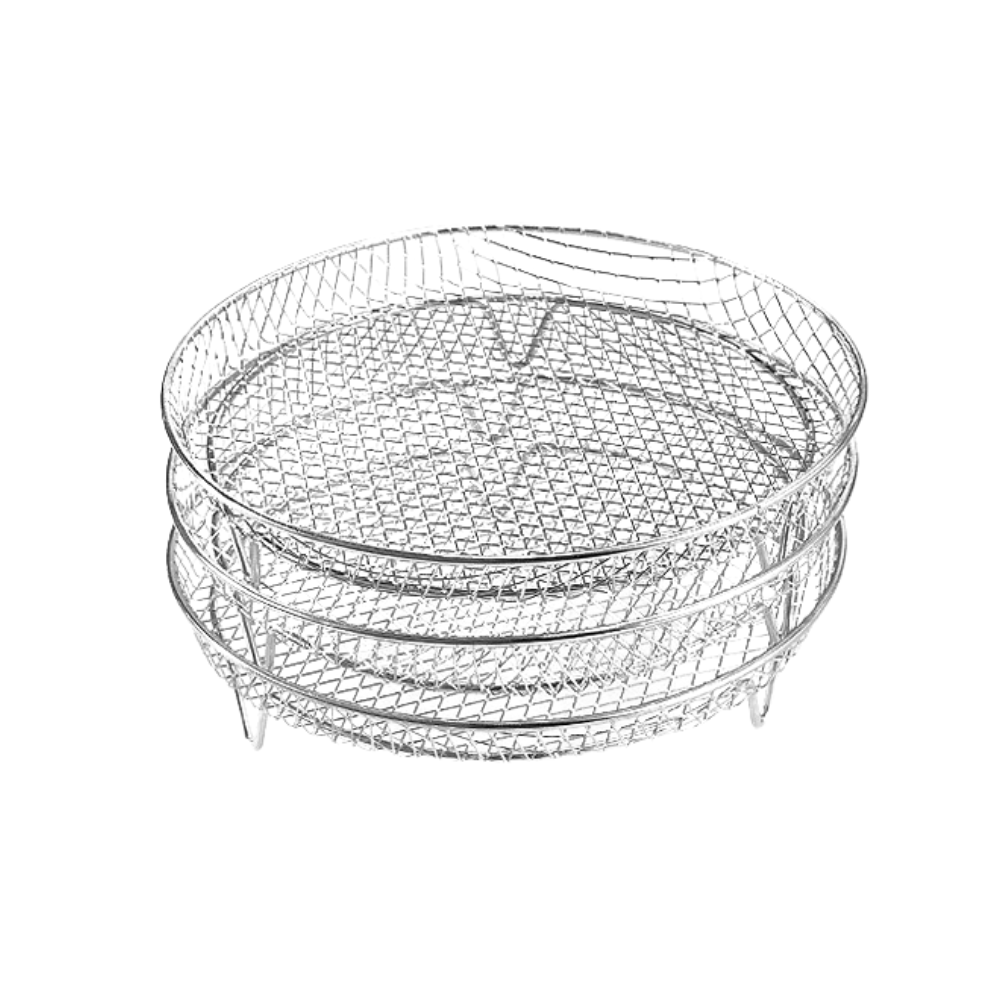 Air Fryer Rack Set 3 Tier Stackable 304 Stainless Steel Dehydrator Grill Basket Round