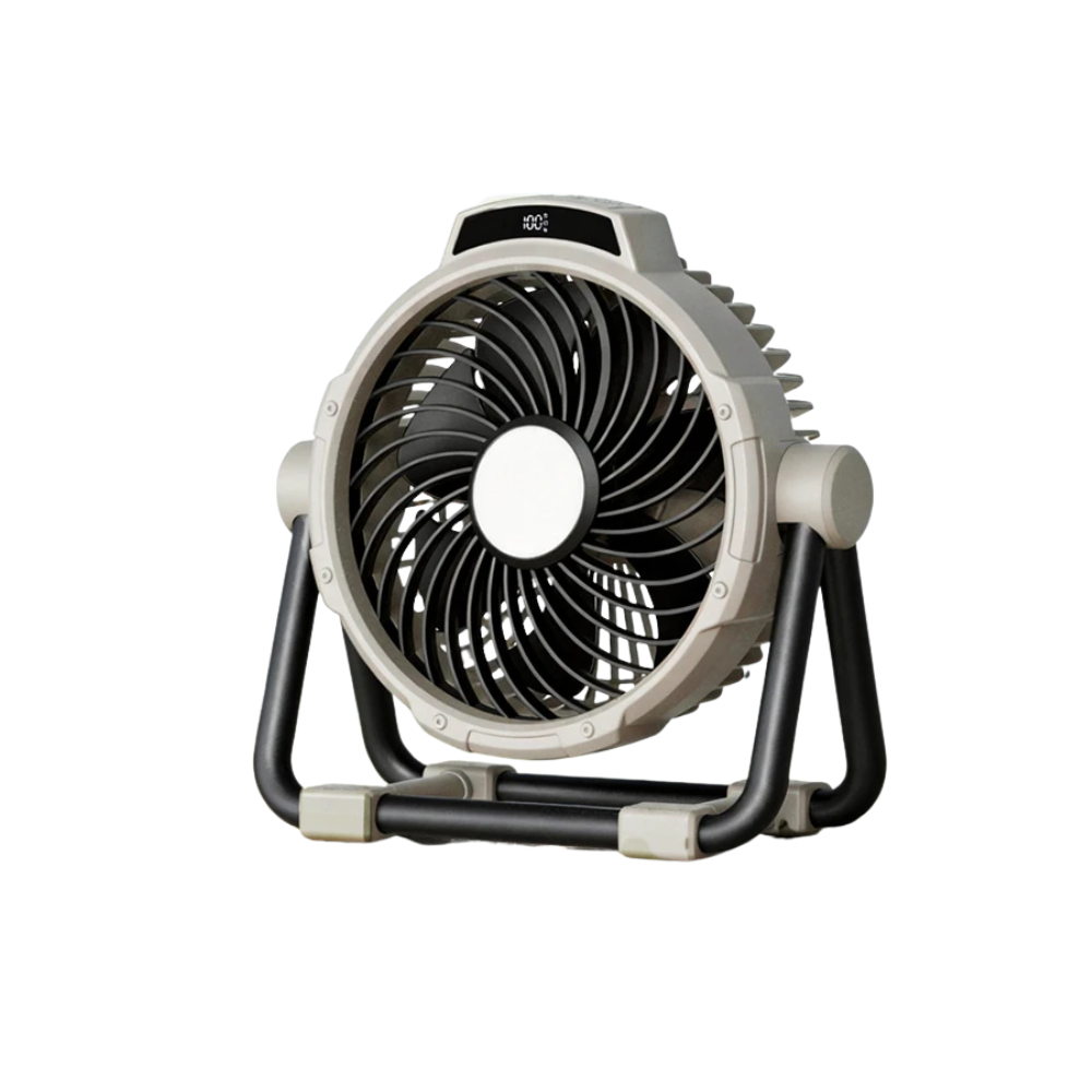 Camping Fan 10000mAh Rechargeable Portable Tent Air Circulator with LED Light – Khaki