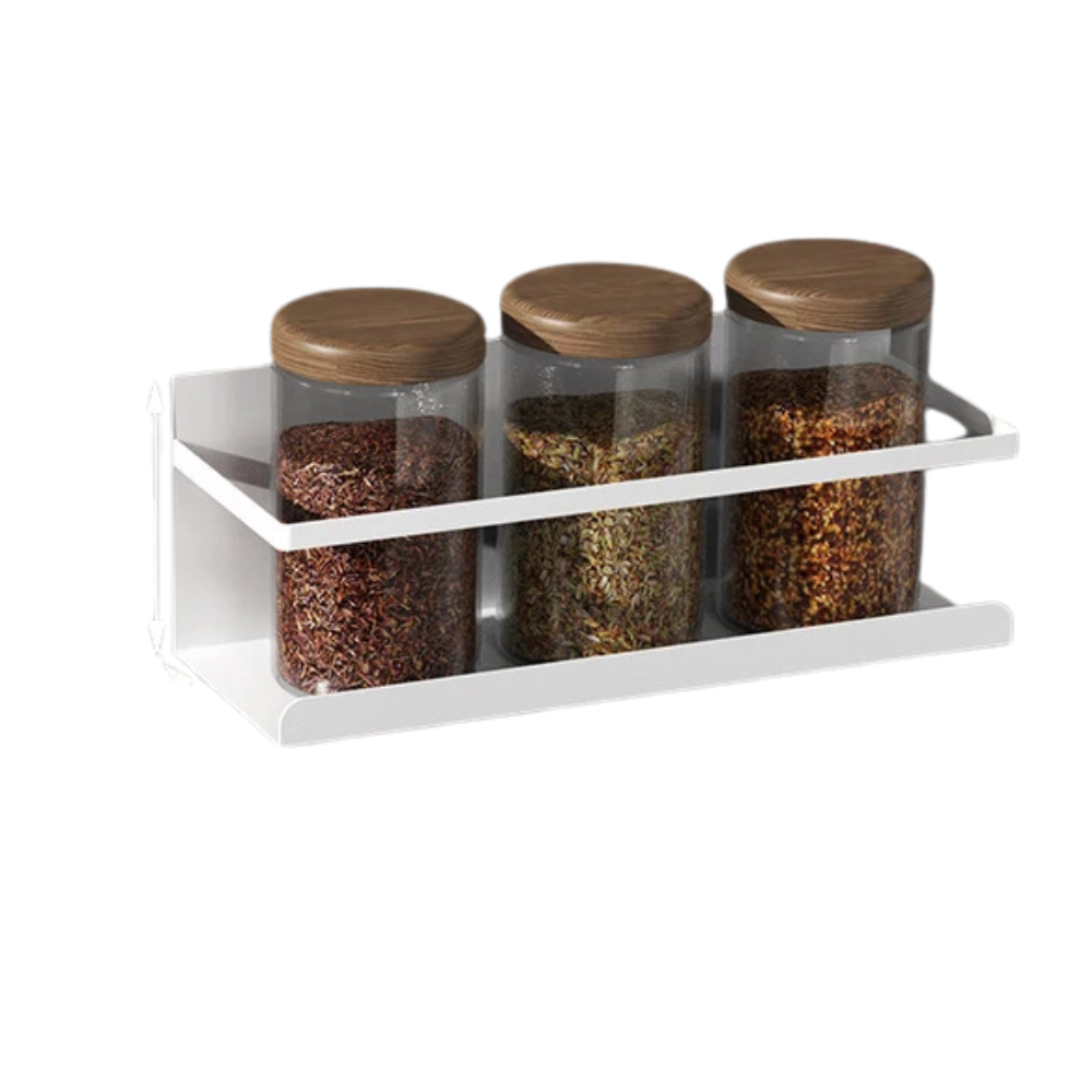 Magnetic Refrigerator Spice Rack Wall Mounted Stainless Steel Storage Shelf Organizer – White