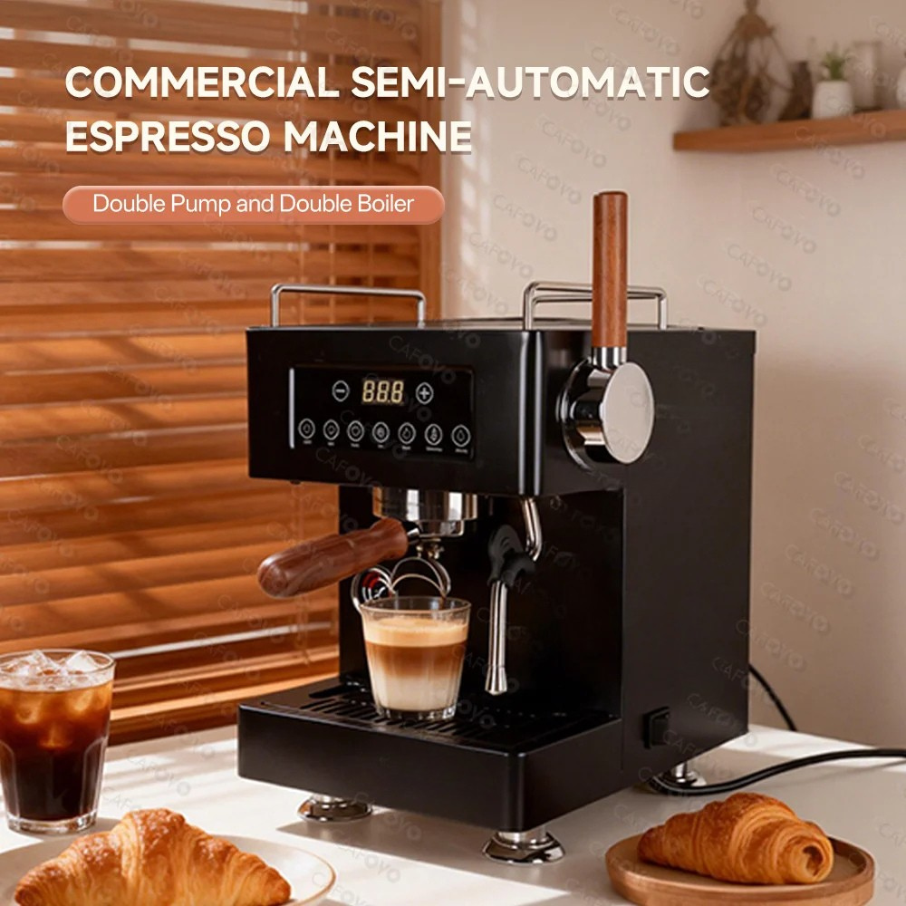 Coffee Machine 2L 1600W Dual Thermoblock Semi Automatic Espresso Maker – Black