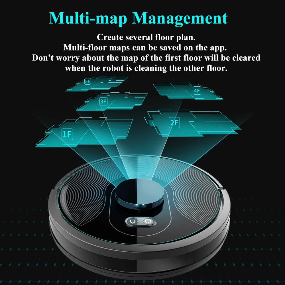 Robot Vacuum Cleaner 6500Pa LiDAR Navigation UV Sterilisation WiFi App Control Mop and Vacuum – Black