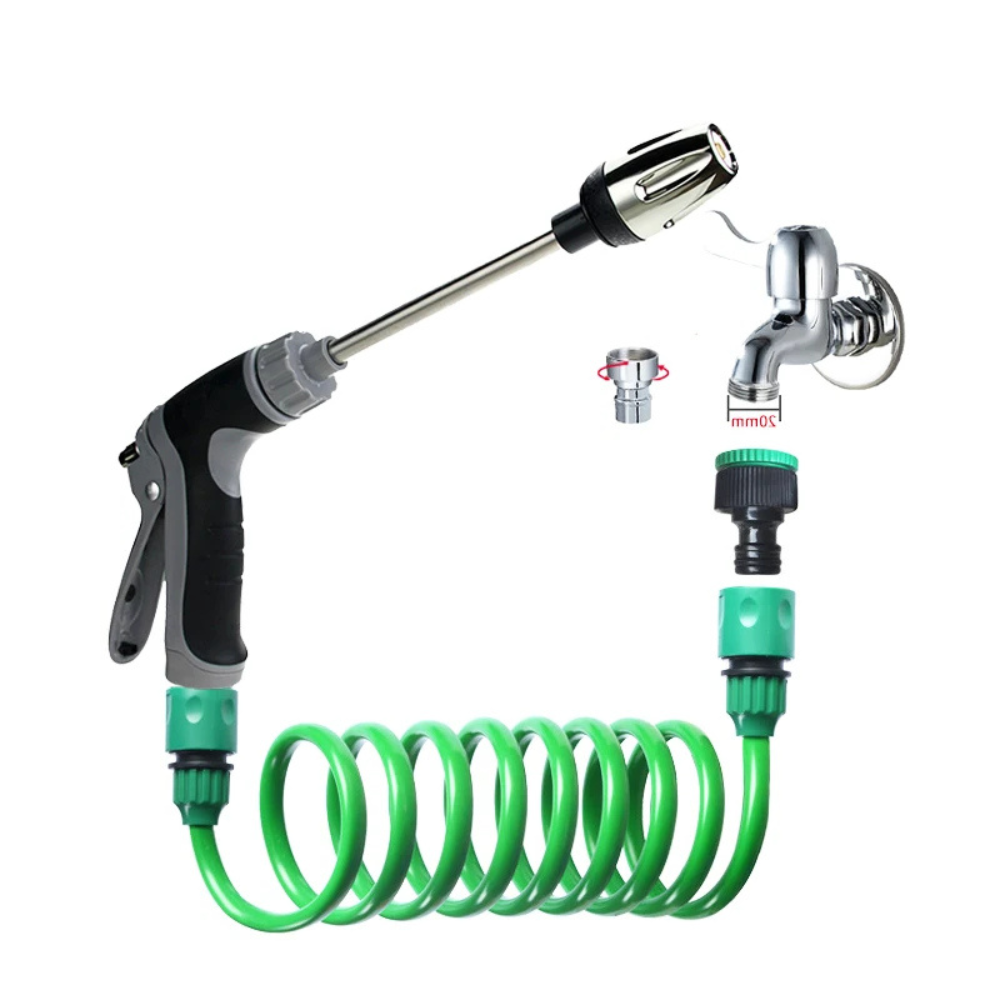 Telescopic Garden Spring Water Hose 10m EVA Flexible Coil Hose with Adjustable Spray Gun
