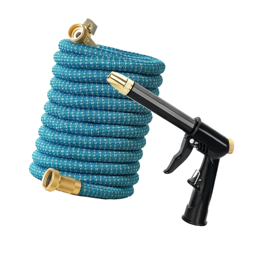 Expandable Garden Hose 75ft Flexible Water Hose with Adjustable Spray Nozzle and 3/4 Inch Connector – Blue
