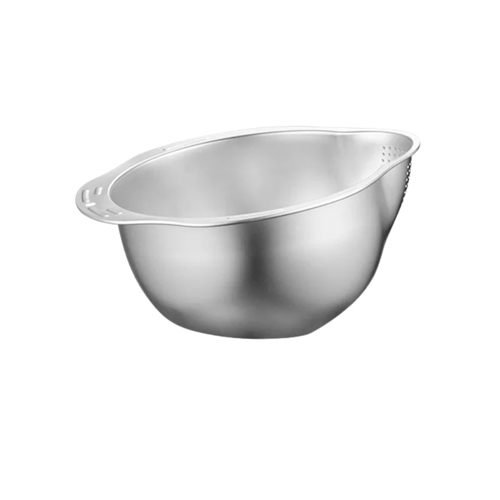 Rice Washer Strainer Bowl 304 Stainless Steel Washing Basin for Rice Fruits Vegetables and Grains – Silver