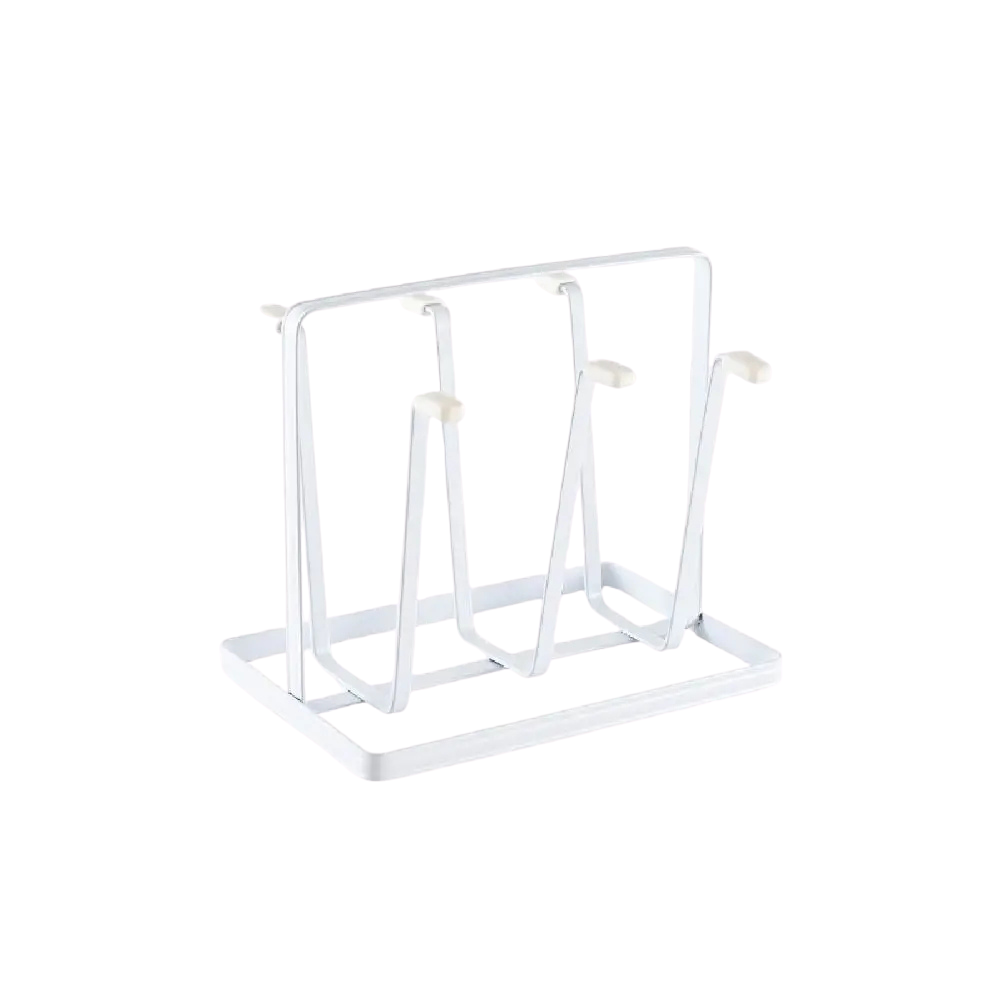 Cup Drying Rack Countertop Mug Holder Organizer with Drainage Tray and 6 Hooks – White