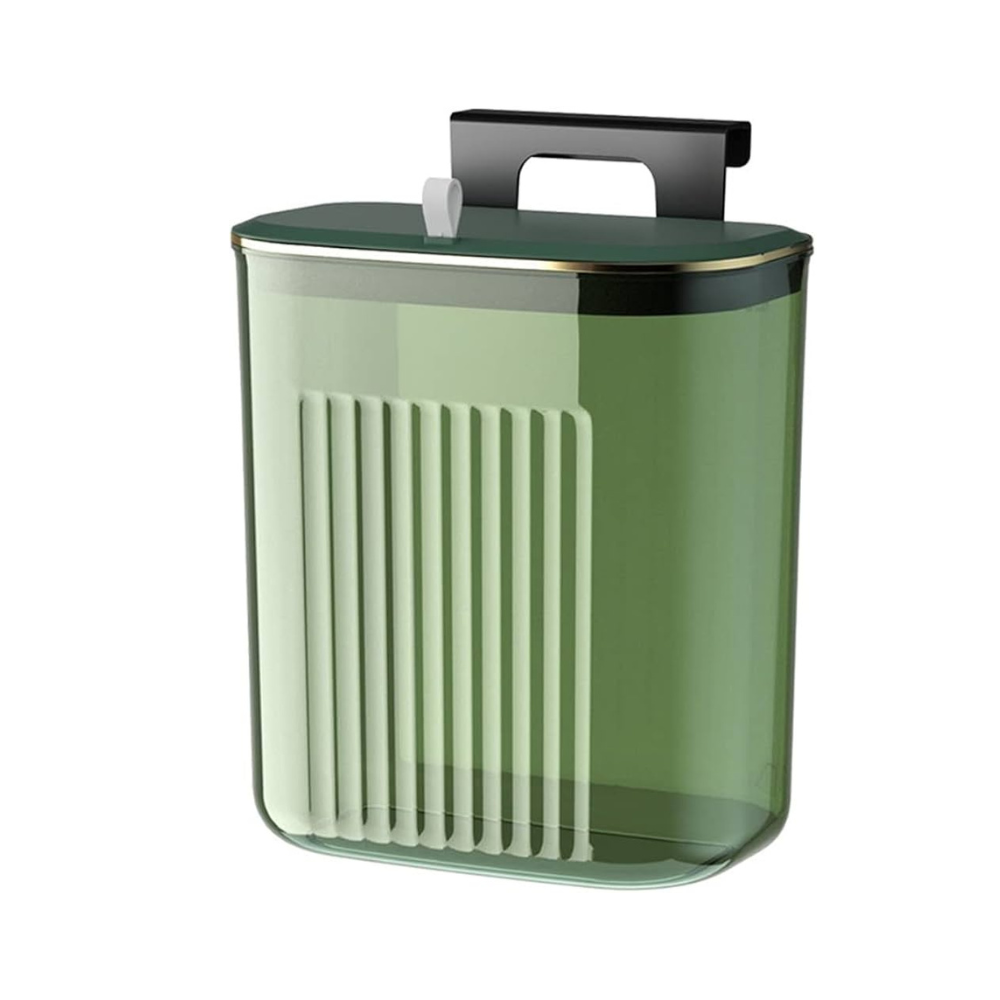 Wall Mounted Kitchen Trash Can 9L Hanging Garbage Bin with Slide Lid – Green
