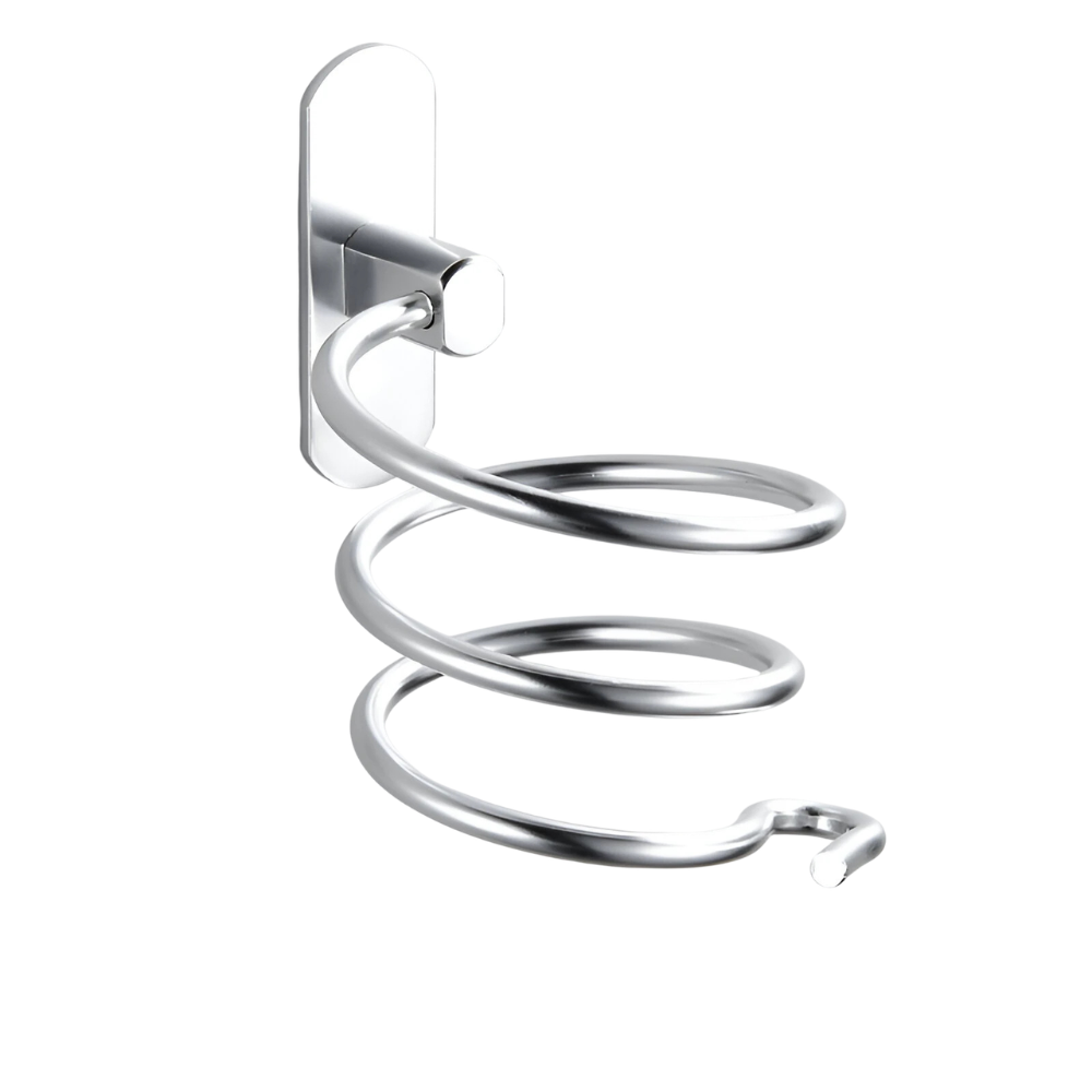 Wall Mounted Aluminum Hair Dryer Holder No Drill Bathroom Hair Dryer Rack Organizer – Silver