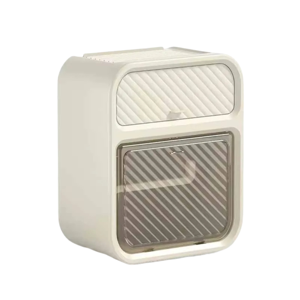 Waterproof Toilet Paper Storage Box Wall Mounted Tissue Holder with Storage Shelf – White