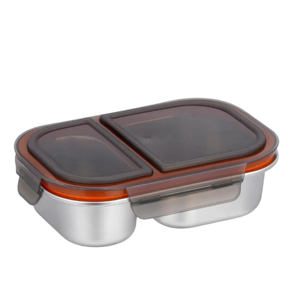 304 Stainless Steel Lunch Box 2 Compartment Leakproof Microwave Safe Bento Box with Lid – Black