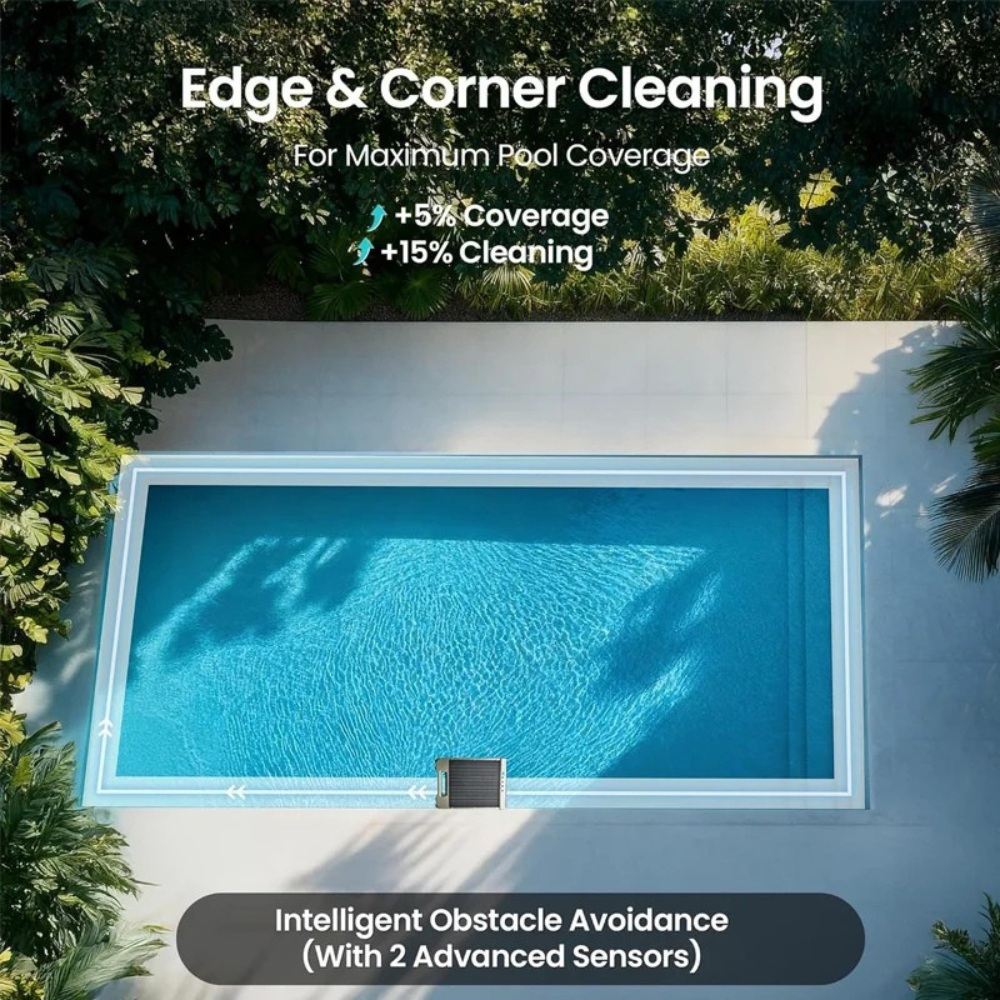 Pool Skimmer Robot 5200mAh Solar Powered Automatic Surface Cleaner with Smart Navigation – Grey