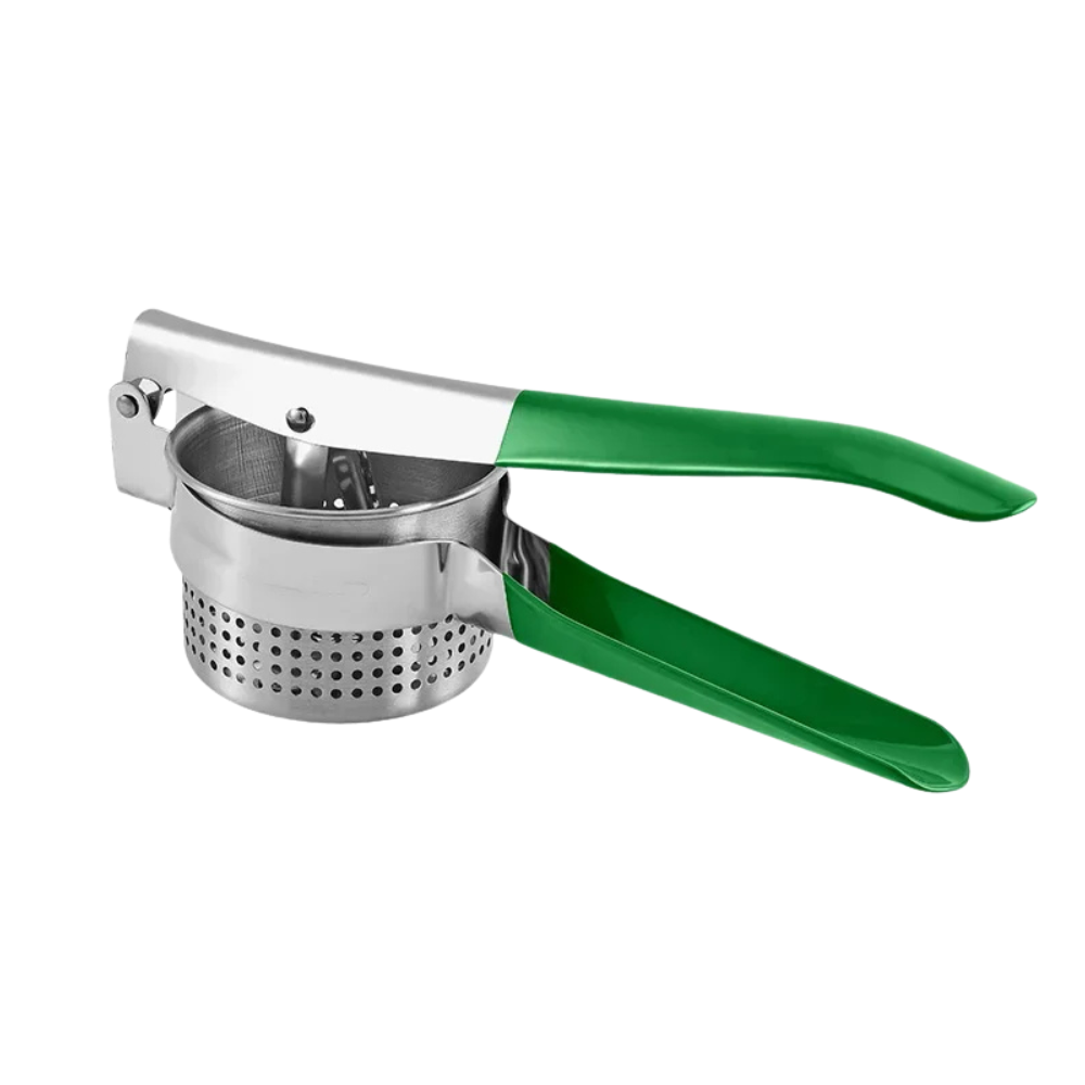 Stainless Steel Potato Ricer Manual Masher with 3 Interchangeable Discs – Green