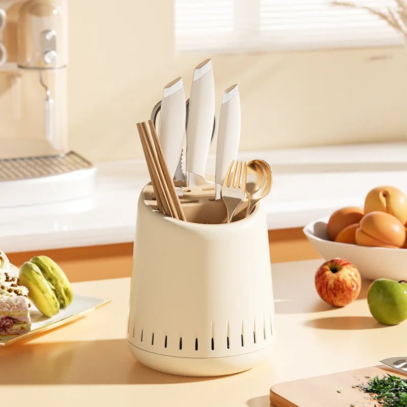 Multi-Functional Chopsticks Draining Holder PP Kitchen Utensil Storage Box - White