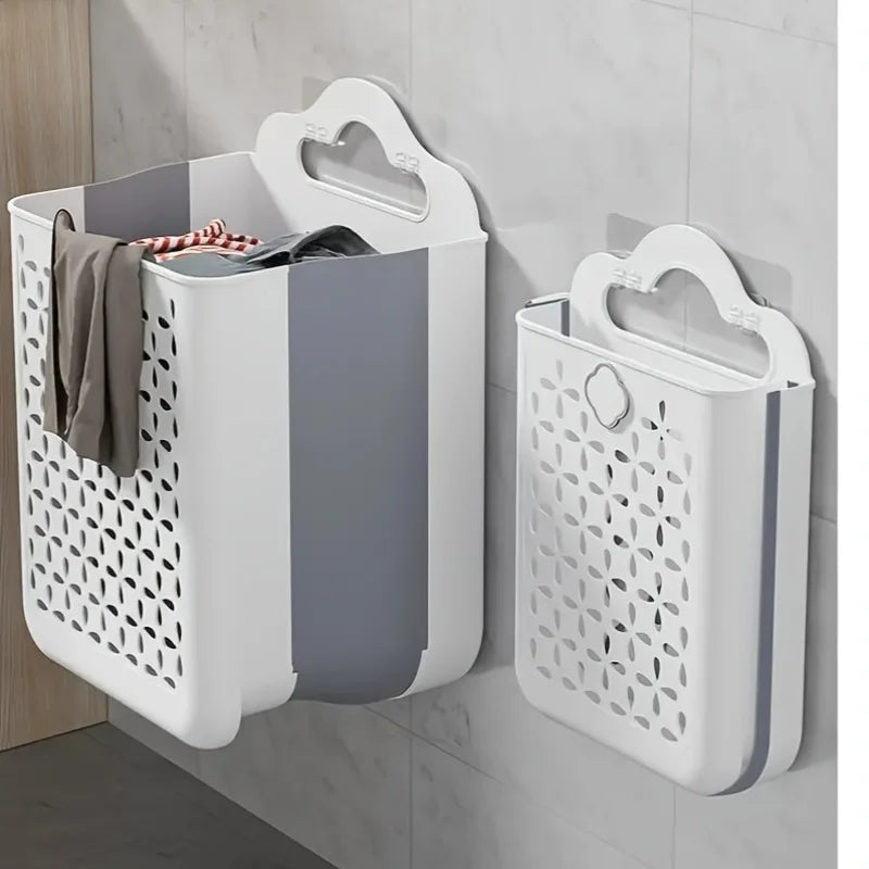 Laundry Basket Foldable PP Plastic Storage Hamper with Handles - Grey