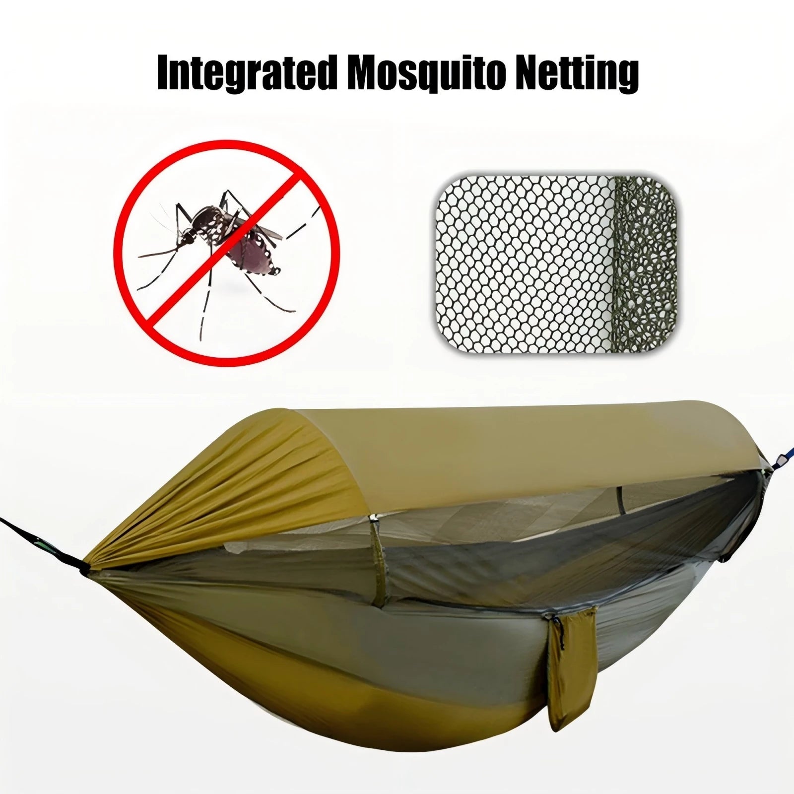 Camping Hammock Quick Open Mosquito Net Outdoor Travel Hammock - Brown
