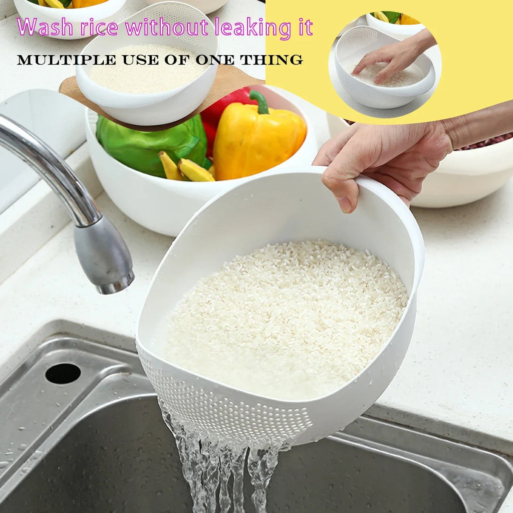Multi-Purpose Rice Drainage Basket Fruit & Vegetable Colander – Green