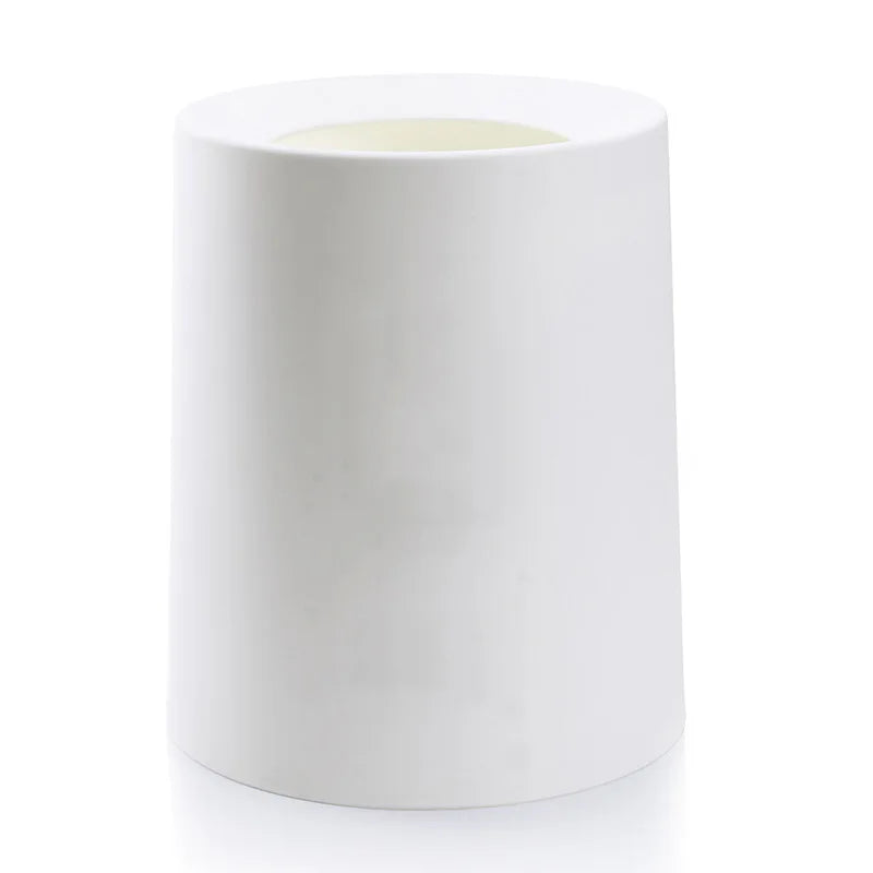Plastic Trash Can 12L Matte Finish Waste Bin Double Layer Storage Bucket White