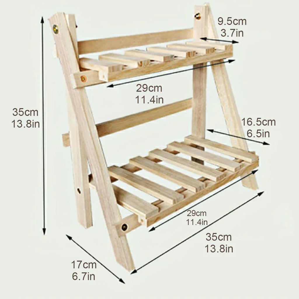Wooden Desktop Storage Rack 2 Tier 35cm Space Saving Desk Organiser Shelf for Home Office Study