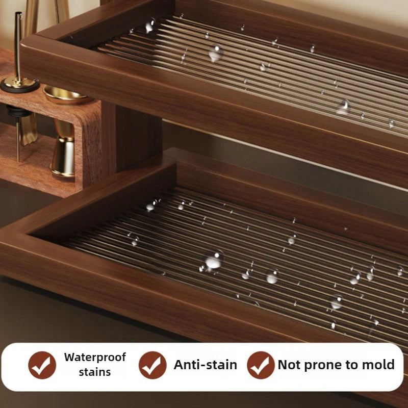 2 Tier Bamboo Countertop Shelf with Acrylic Base Kitchen Spice Rack Bathroom Organizer Display Stand – Large