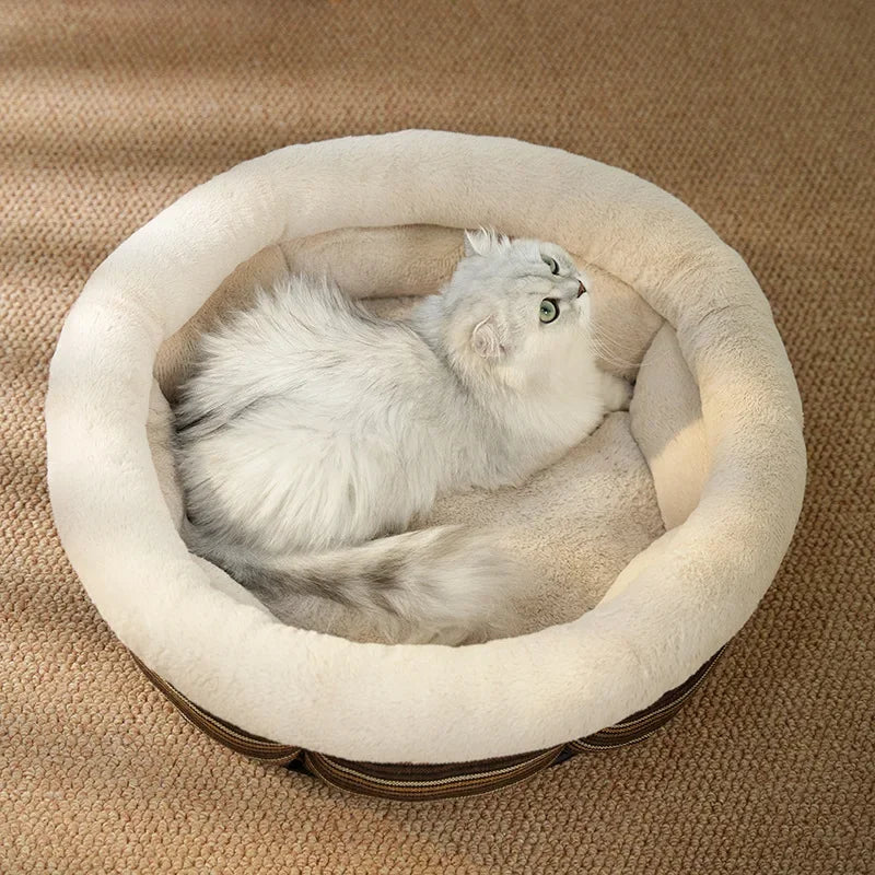 Pet Bed Round Washable Non-Slip Plush Pet Nest - Small