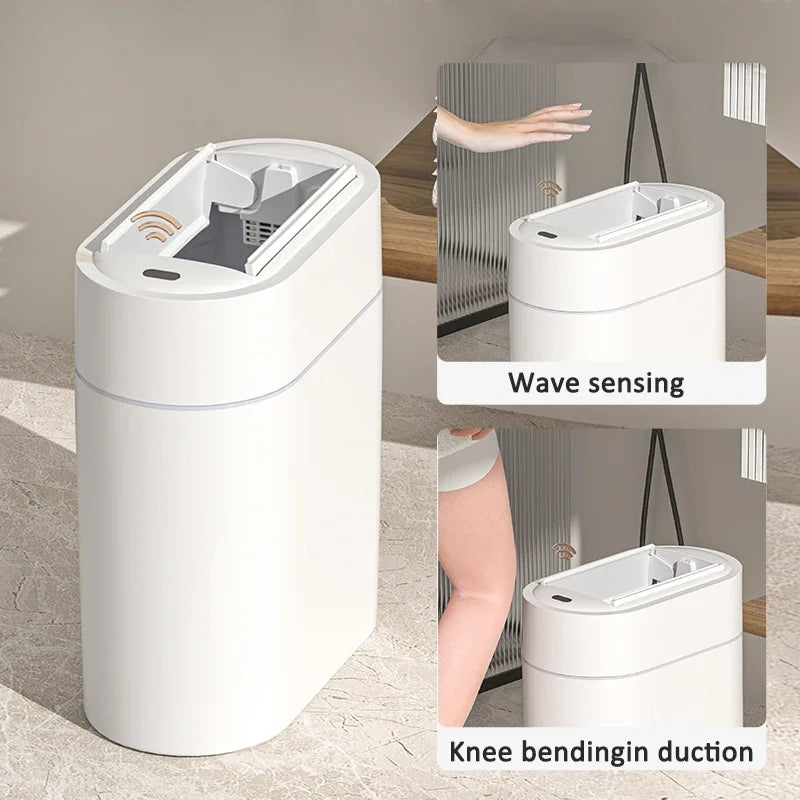 Sensor Trash Can Wall Mount Slim Design Automatic Lid Narrow Waste Bin 9L