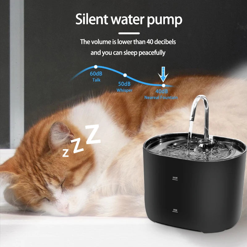 Cat Water Fountain 2.2L Pet Water Dispenser with Filter and Quiet Pump - Clear