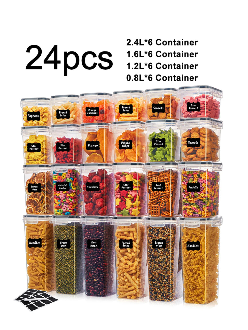 24-Piece Food Storage Containers BPA-Free Airtight Plastic Kitchen Organiser