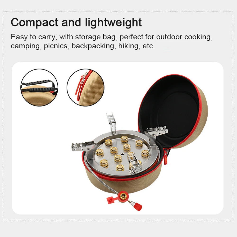 Camping Stove 21800W 12 Core Burner Piezo Ignition Portable Cooker – Orange