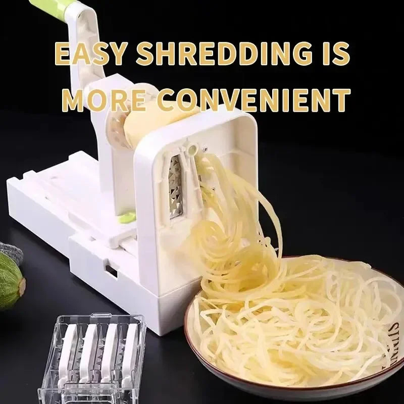 Vegetable Spiraliser 5 Blade Foldable Slicer with Suction Base - Green
