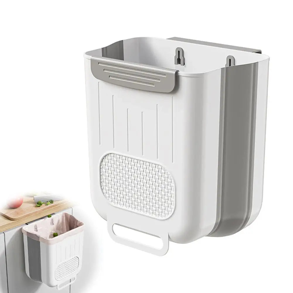 Hanging Rubbish Bin 6L Foldable Kitchen Cabinet Door Waste Bin - Grey