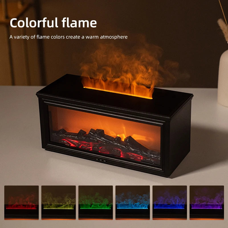 Flame Aroma Diffuser 7 Colour LED Essential Oil Humidifier Fireplace Mist Machine – White