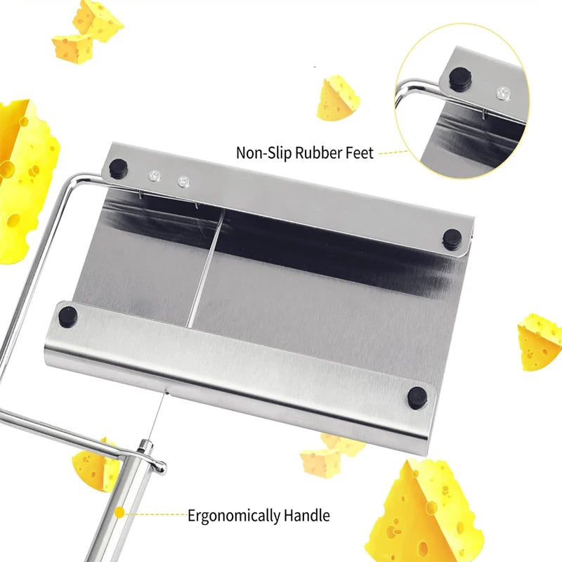 Cheese Slicer 21 cm Stainless Steel Wire Cutter with 5 Replacement Wires Measurement Scale - Scale Pattern