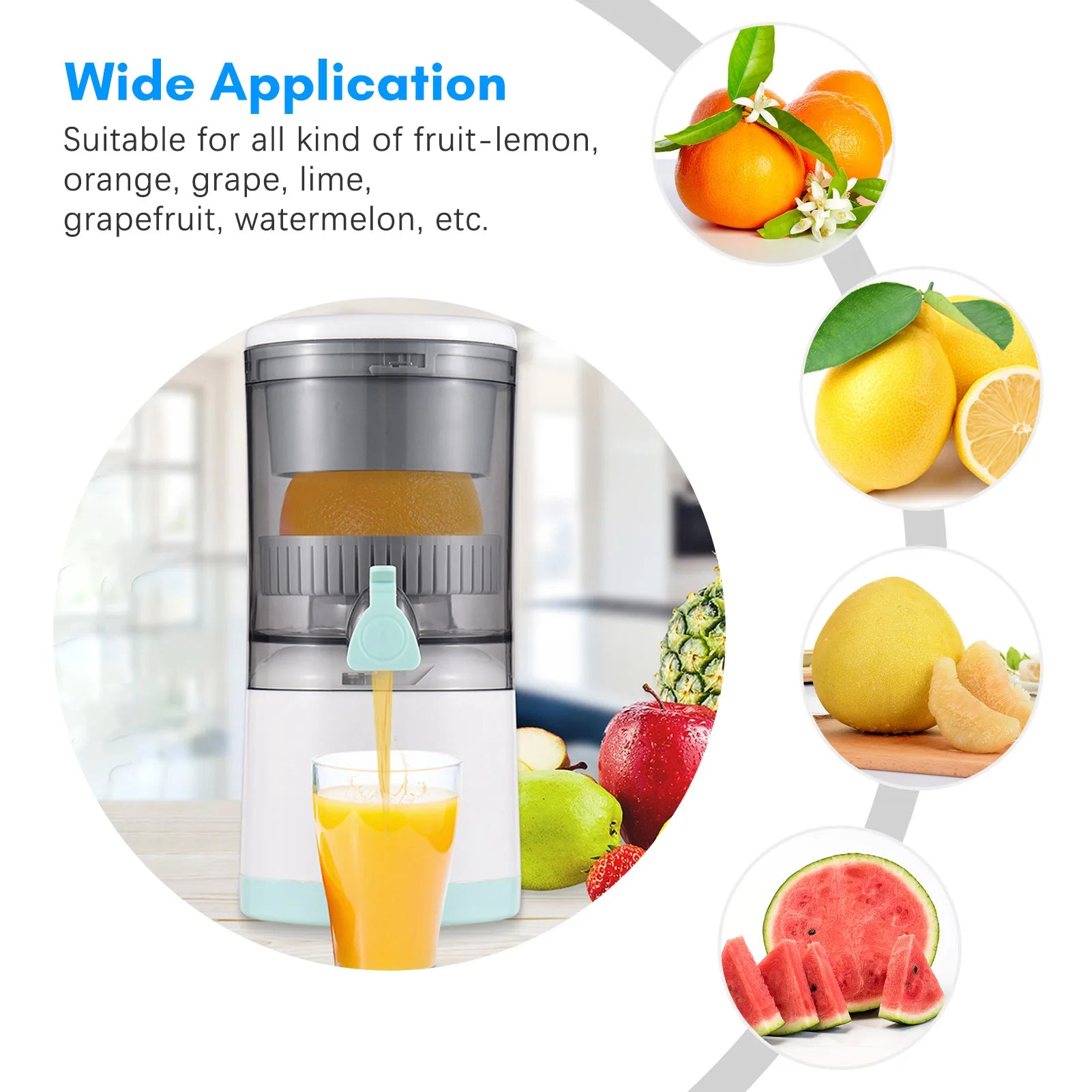 Electric Citrus Juicer 800mAh USB Rechargeable Portable Orange Lemon Squeezer - Green