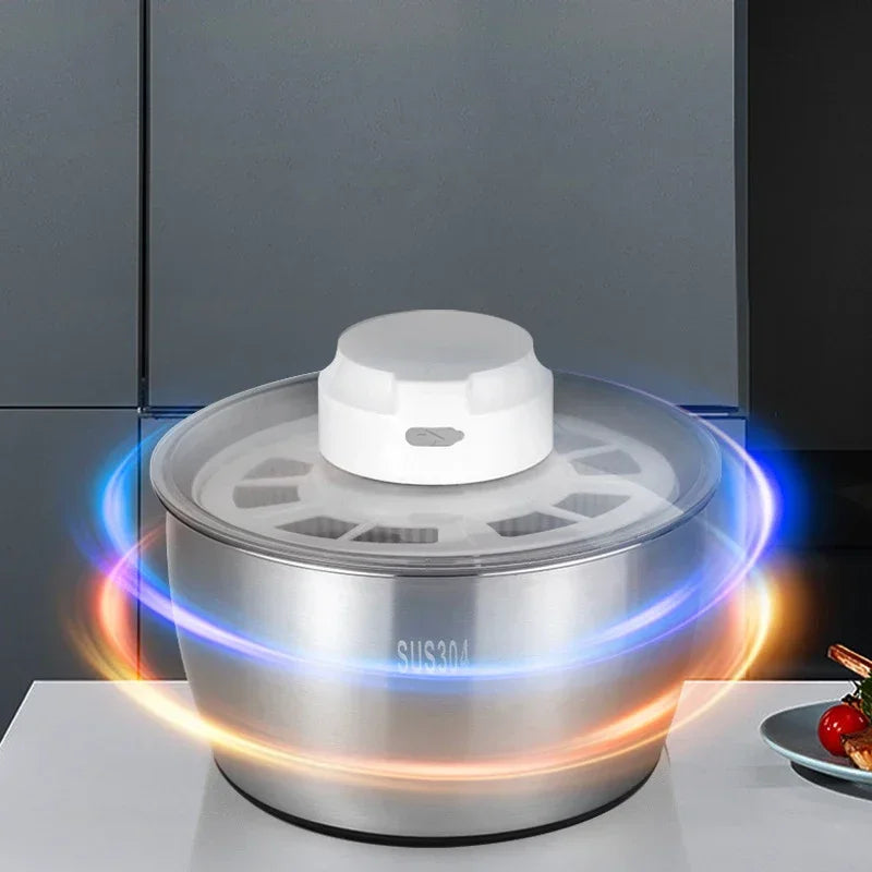 Salad Spinner 5L Electric Salad Dryer Washer Rechargeable Battery Bowl – Silver
