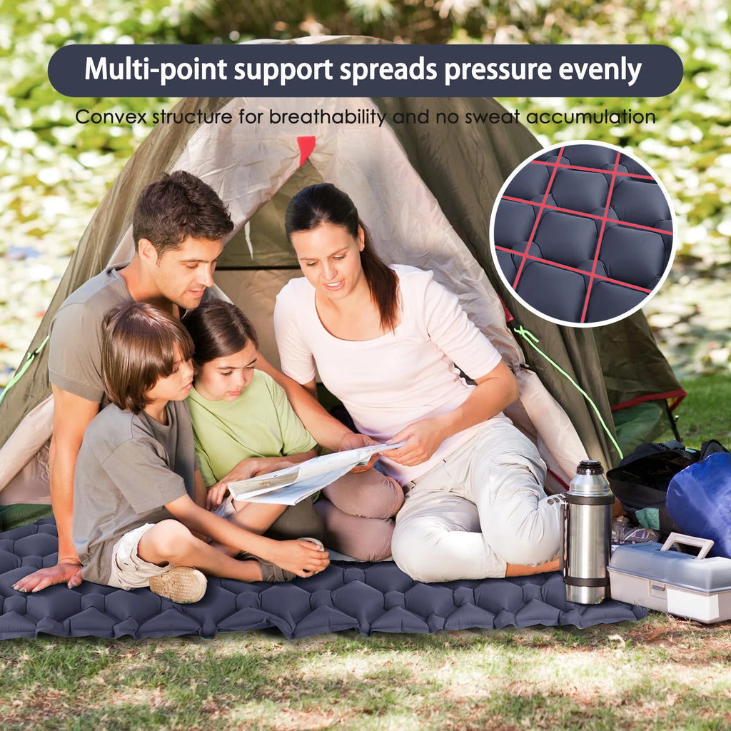 Camping Sleeping Pad Inflatable Mattress 190cm Ultralight Air Bed Built-in Foot Pump – Orange