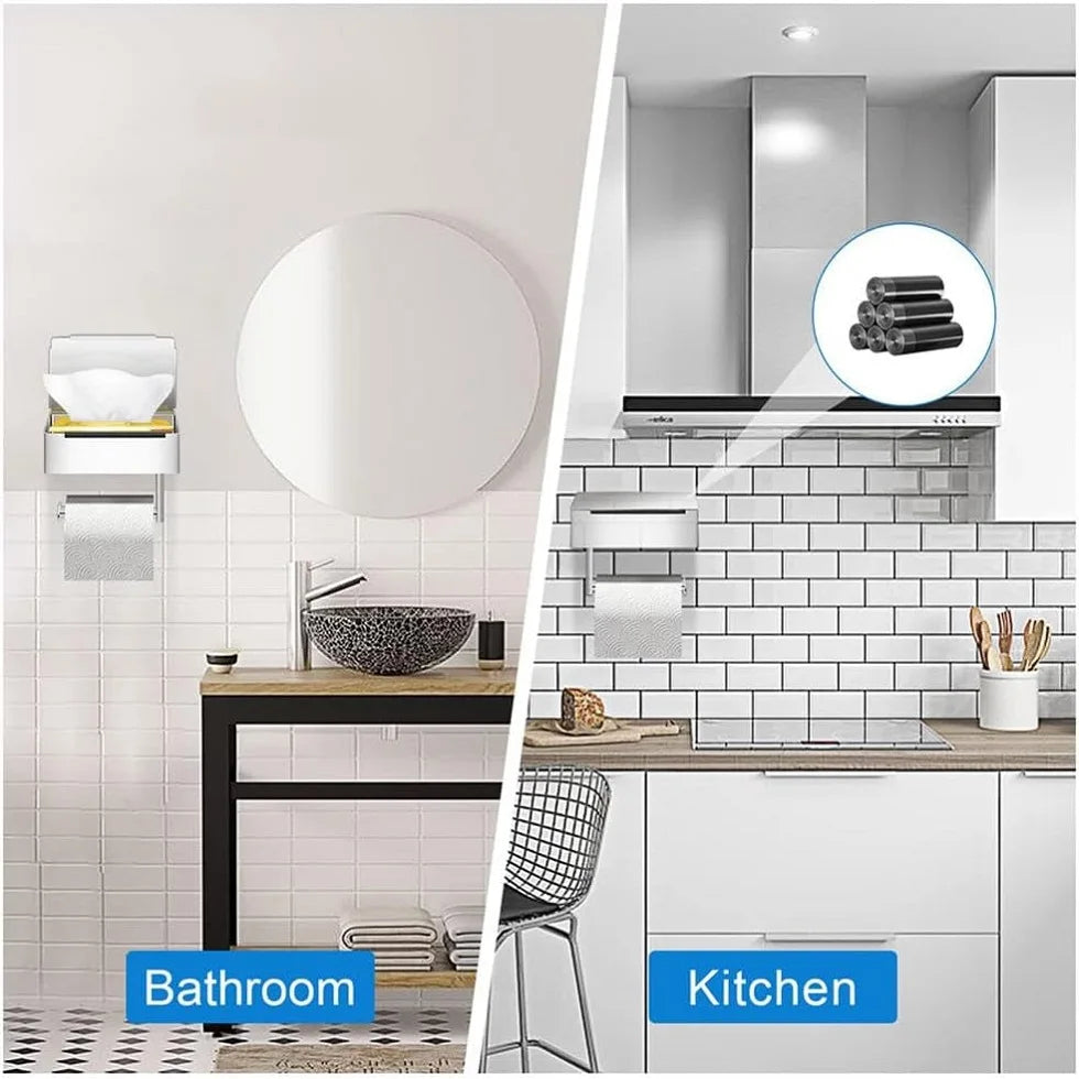 Toilet Paper Holder Stainless Steel Wall Mounted Tissue Holder with Shelf Wipes Storage Box