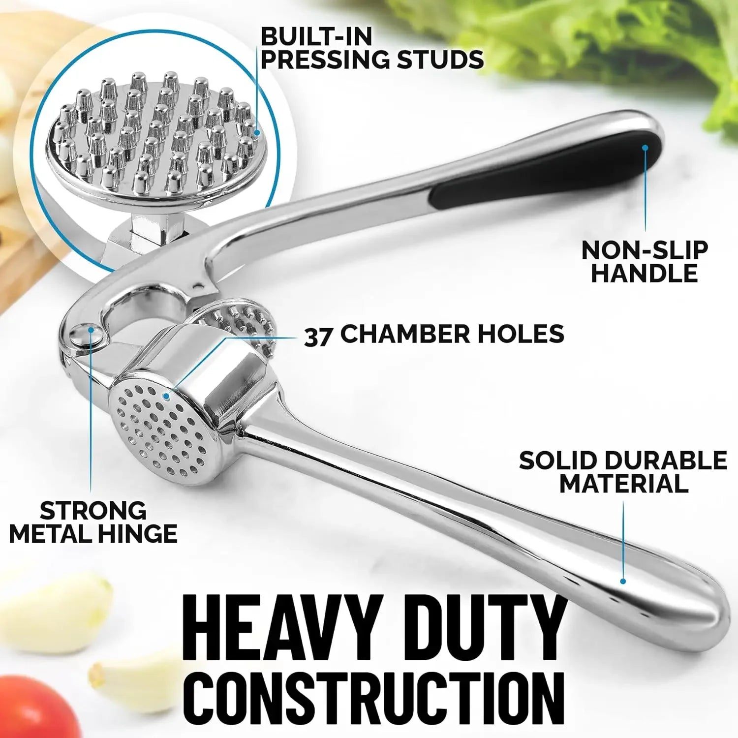 Garlic Press Aluminium Alloy Manual Easy Squeeze Garlic Mincer Rust Resistant Kitchen Tool Set